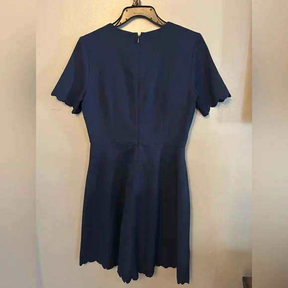 Banana Republic Factory Dress - Navy scalloped sheath short sleeve skater style - Picture 6 of 9